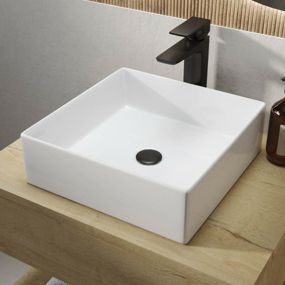 White Square Countertop Basin 350Mm – Corey Basins