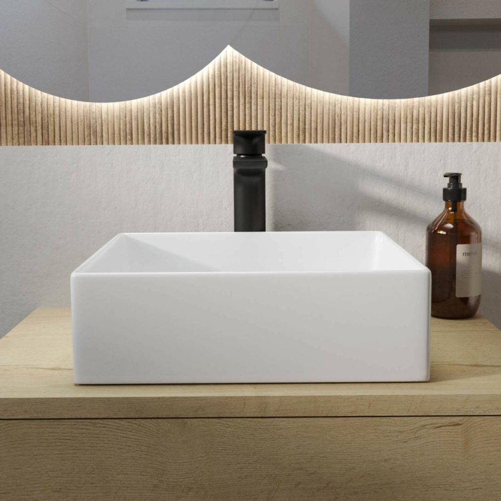 White Square Countertop Basin 350Mm – Corey Basins