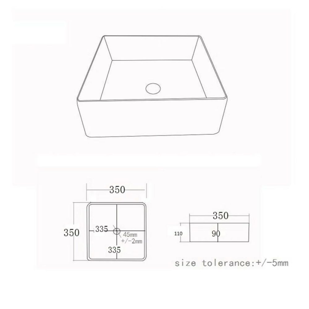 White Square Countertop Basin 350Mm – Corey Basins