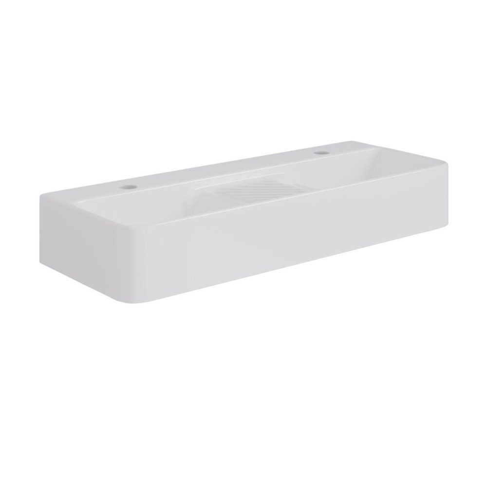 White Square Countertop Double Basin 800Mm – Bowen Basins