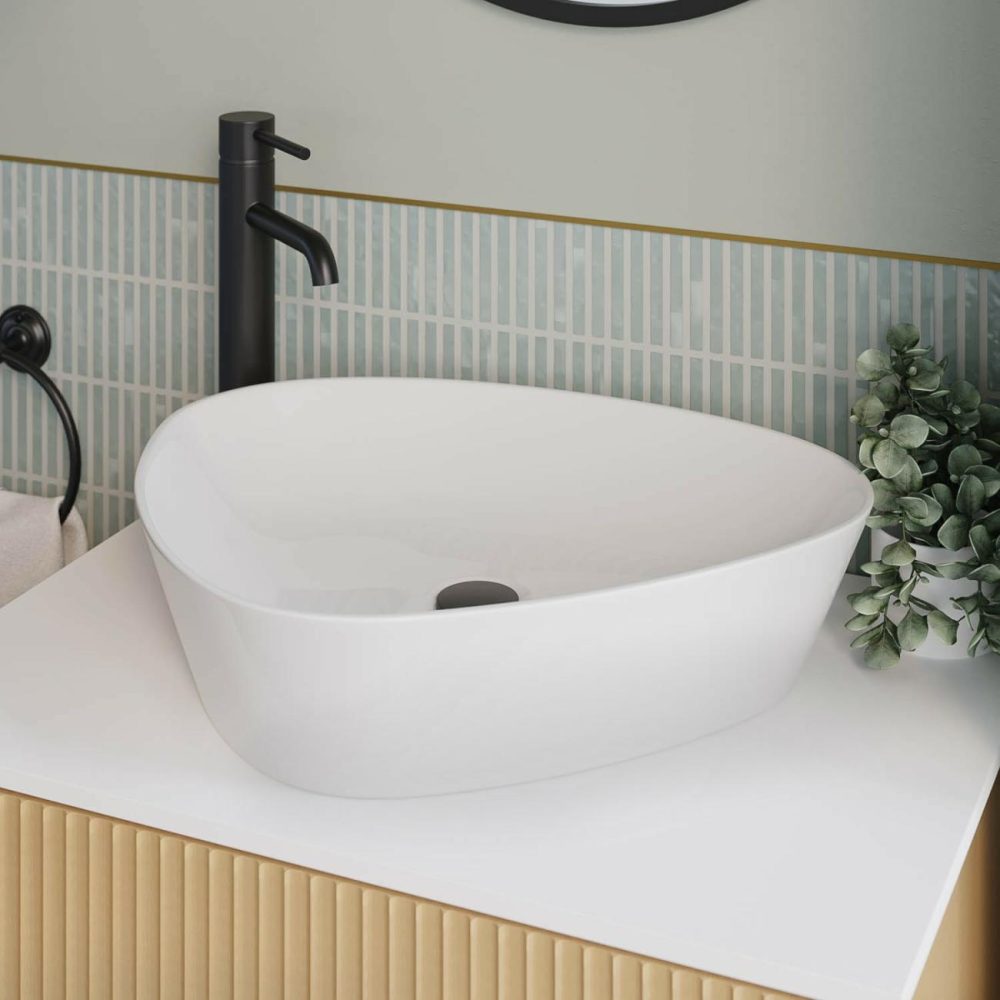 White Triangular Countertop Basin 505Mm – Lotus Basins