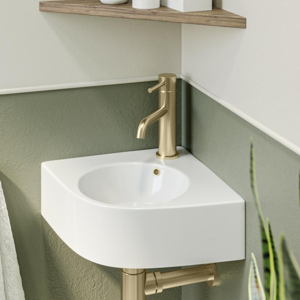 White Wall Hung Corner Basin 440Mm – Theo Basins