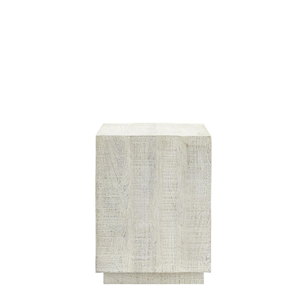 White Wash Mango Wood Side Table – Lowa – Caspian House Living Room