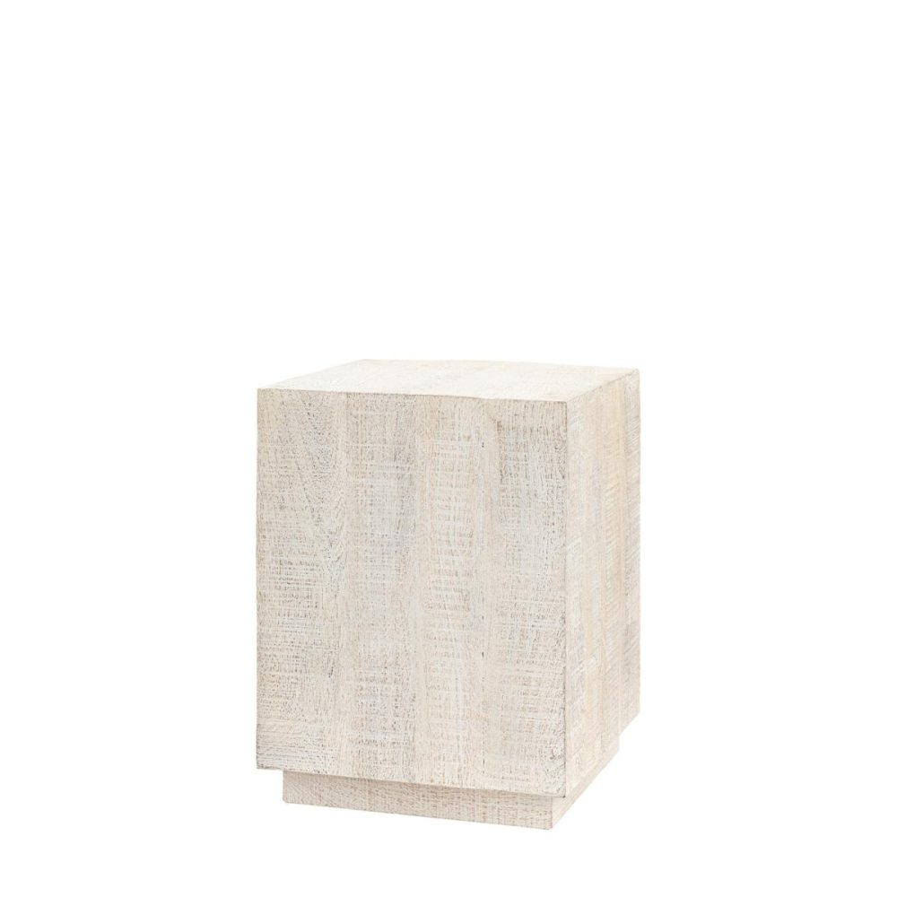 White Wash Mango Wood Side Table – Lowa – Caspian House Living Room