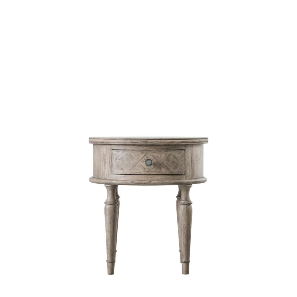 Wooden Framhouse Round Side Table Maverick- Caspian House Living Room