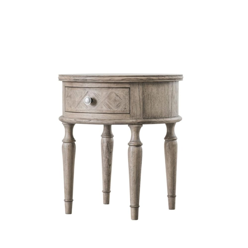 Wooden Framhouse Round Side Table Maverick- Caspian House Living Room