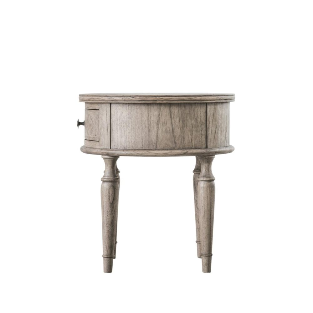 Wooden Framhouse Round Side Table Maverick- Caspian House Living Room