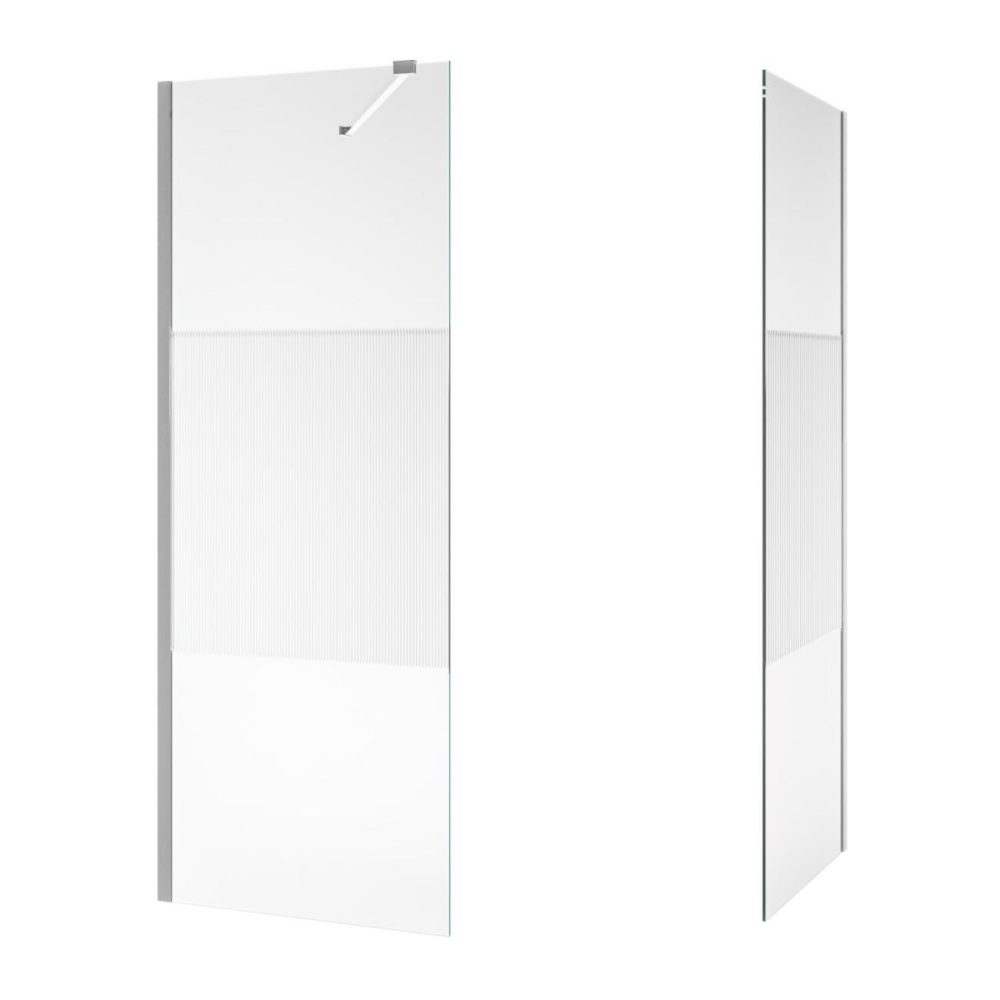 1400X800Mm Chrome Frameless Fluted Glass Walk In Shower Enclosure – Matira Bathroom