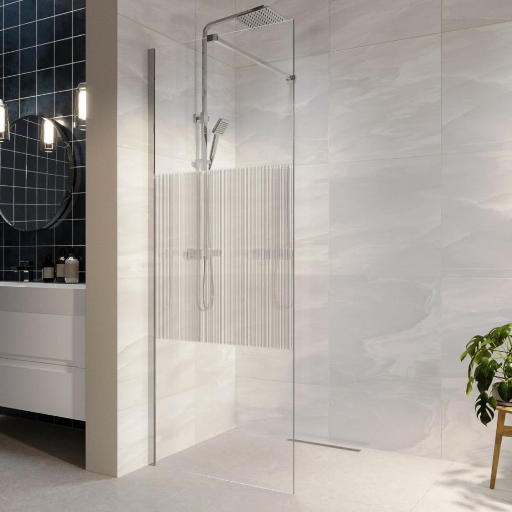 900Mm Frameless Fluted Glass Wet Room Shower Screen – Matira Bathroom