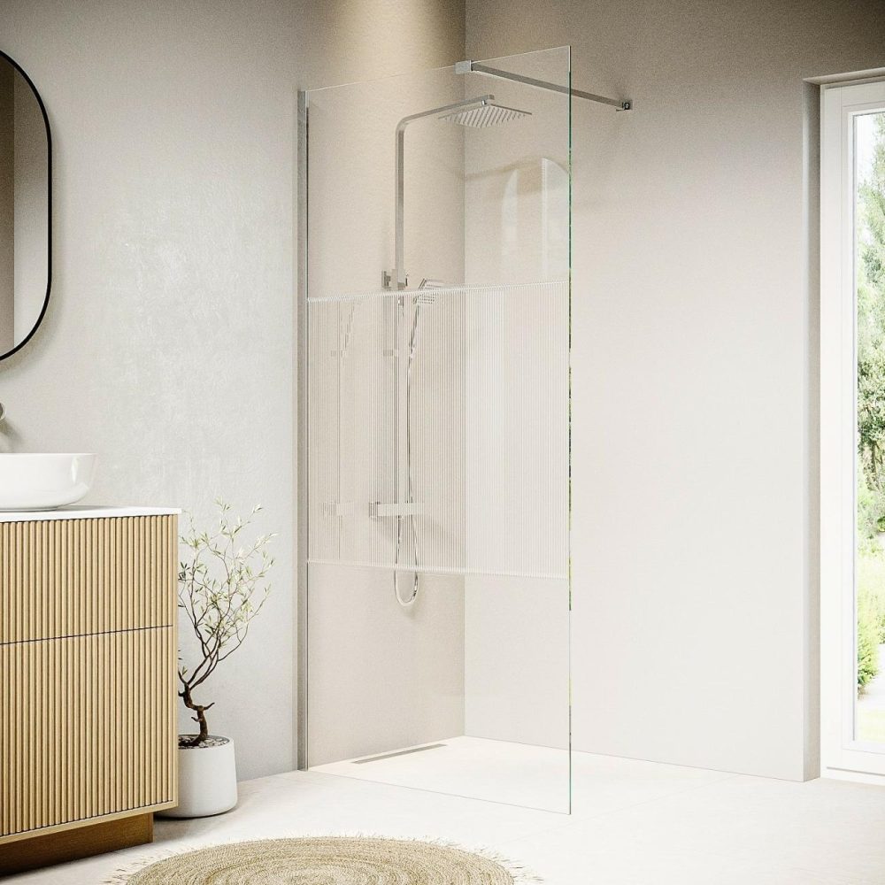 900Mm Frameless Fluted Glass Wet Room Shower Screen – Matira Bathroom