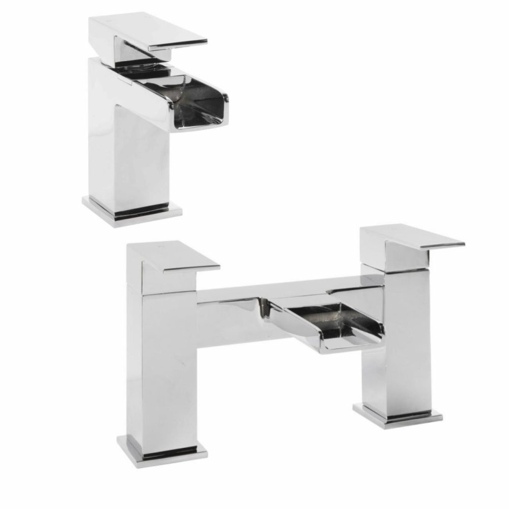 Chrome Waterfall Bath And Basin Tap Set – Quadra Bathroom