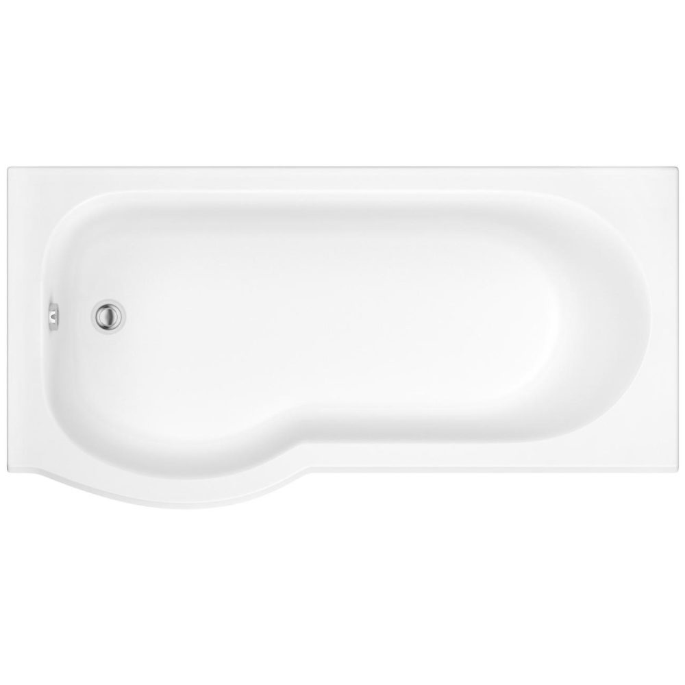 P Shape Shower Bath Left Hand With Front Panel & Chrome Bath Screen 1700 X 850Mm – Portland Bathroom