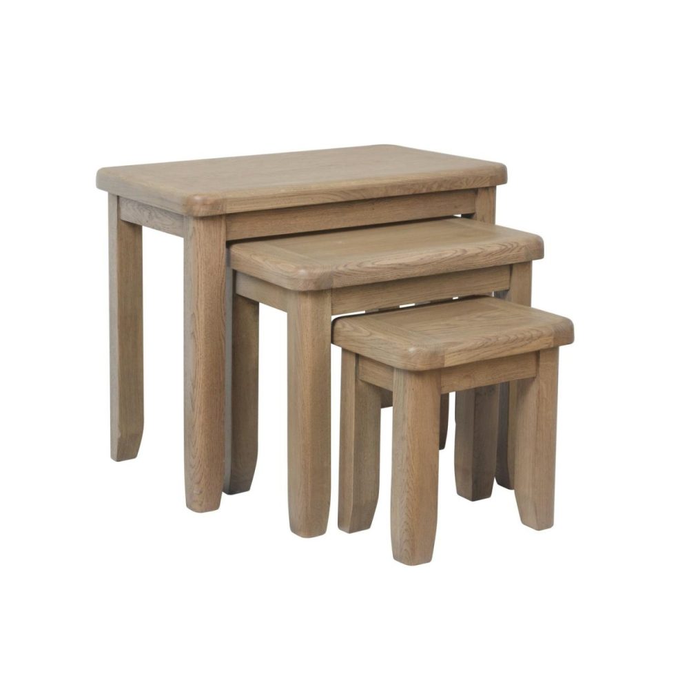 Rectangular Oak Nest Of 3 Tables – Pegasus Living Room