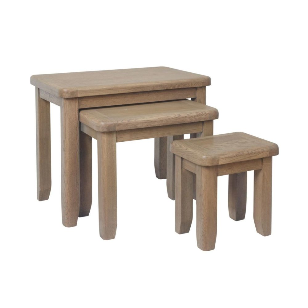 Rectangular Oak Nest Of 3 Tables – Pegasus Living Room