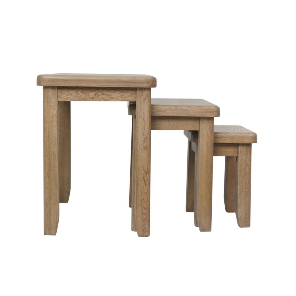 Rectangular Oak Nest Of 3 Tables – Pegasus Living Room