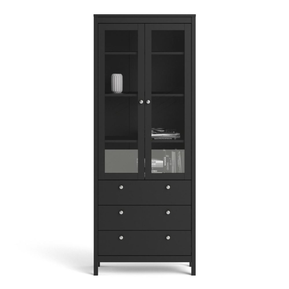 Tall Black Display Cabinet With Glass Doors – Madrid Display Cabinets