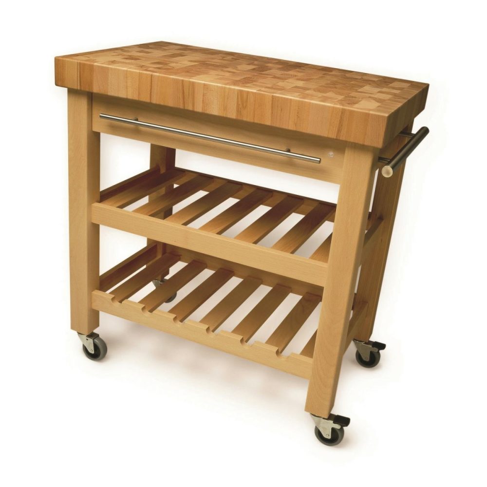 Wooden Kitchen Island With Butchers Block And Wheels Dining