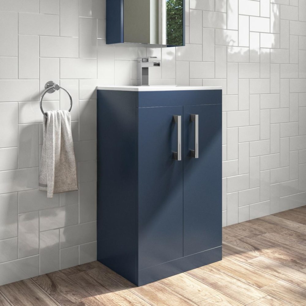 500Mm Blue Freestanding Vanity Unit With Basin And Chrome Handle – Ashford Bathroom