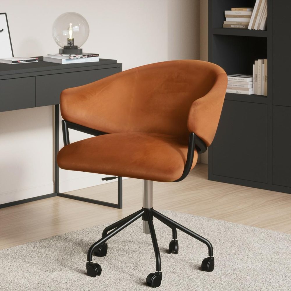 Orange Velvet Swivel Office Chair – Ronnie Office