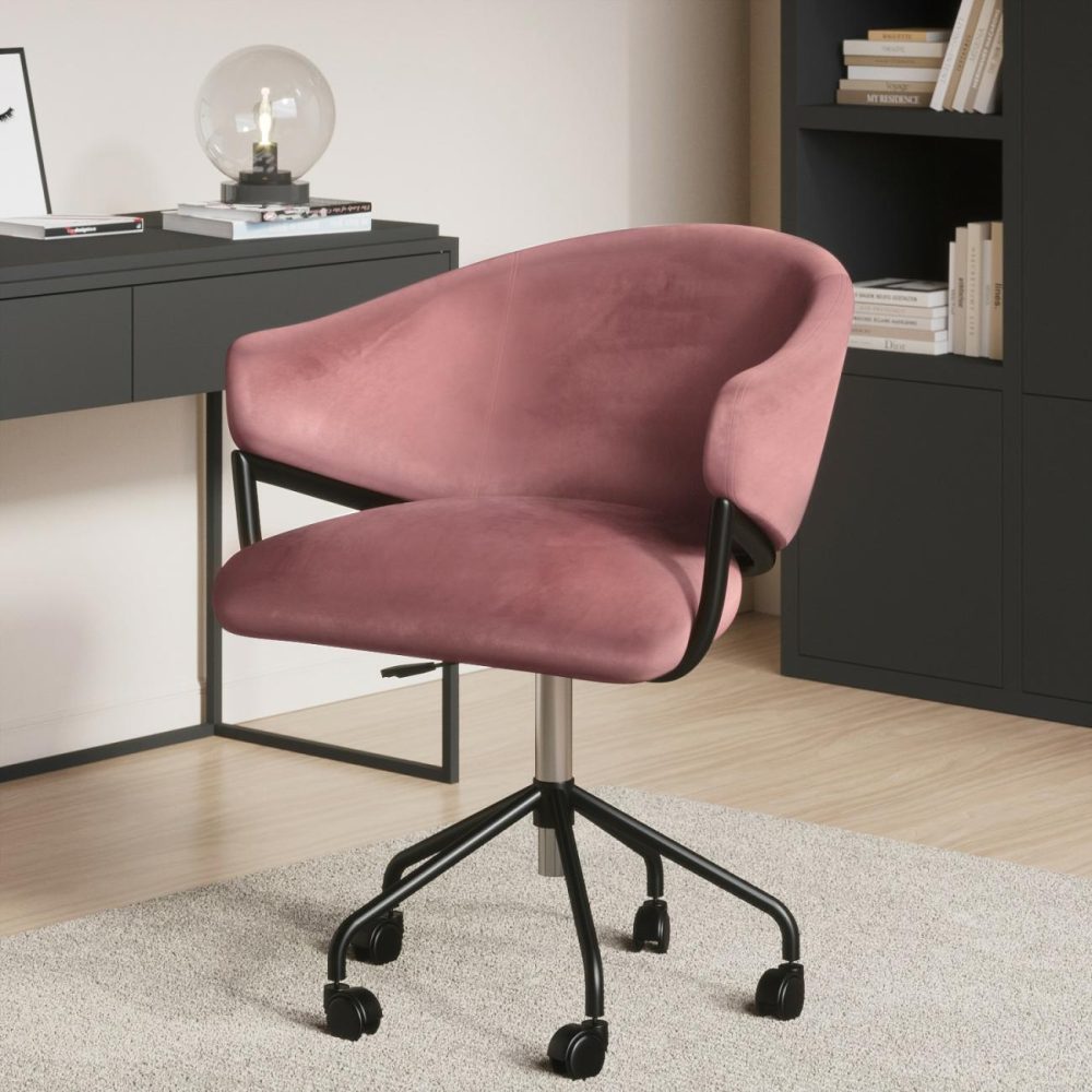 Pink Velvet Swivel Office Chair – Ronnie Office