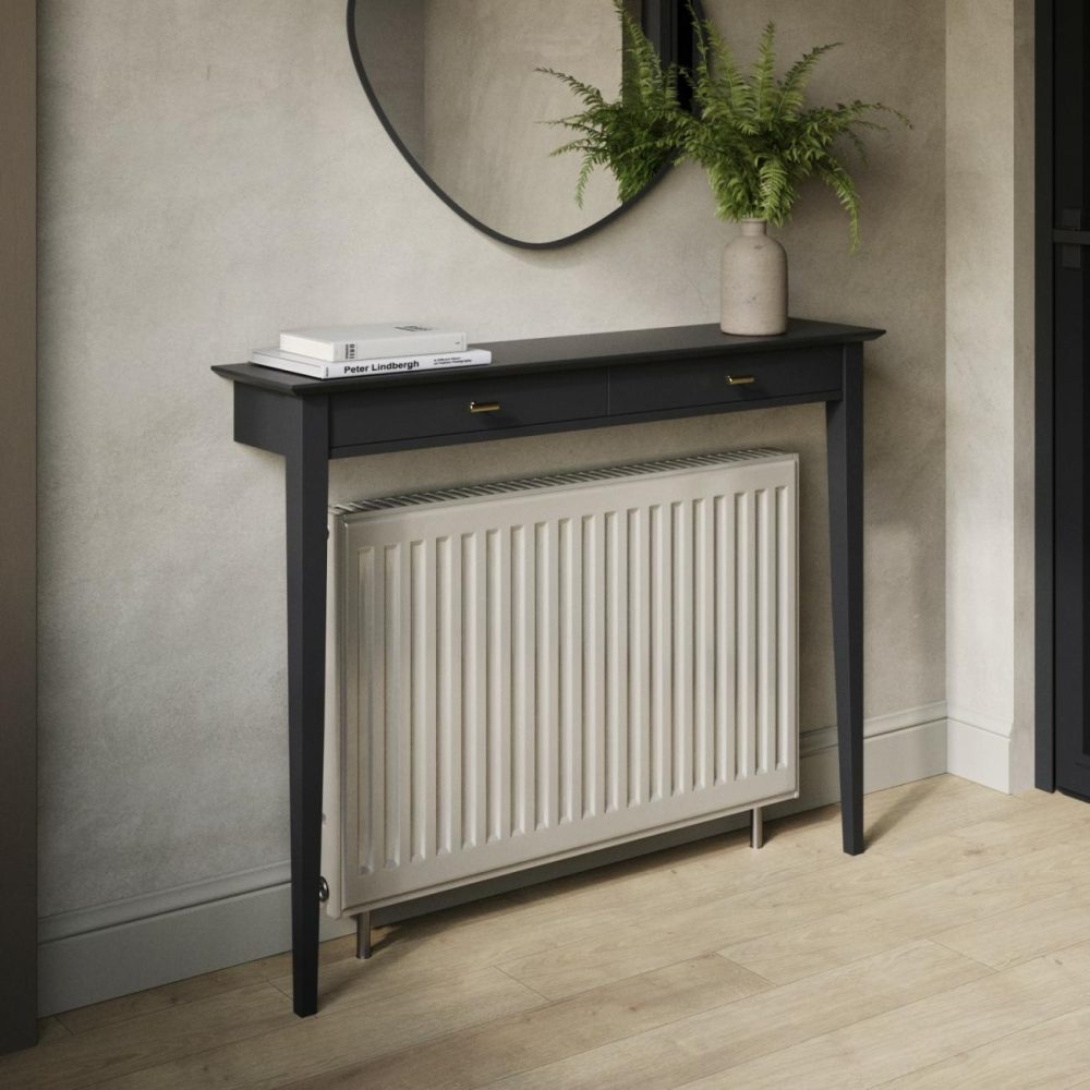 Small & Narrow Black Radiator Cover With Brass Handles -115Cm – Noa Dining