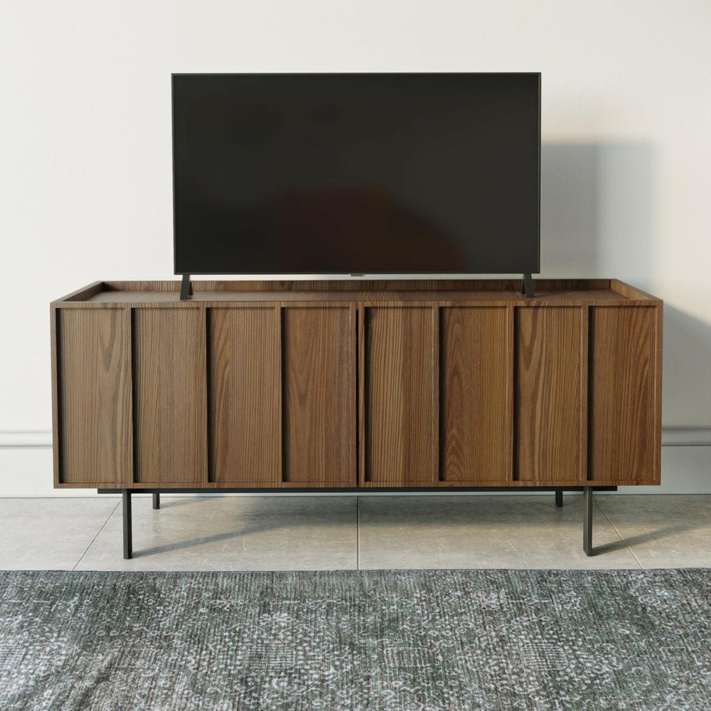 Small Walnut Tv Stand With Storage – Tv’s Up To 50″ – Helmer Furniture