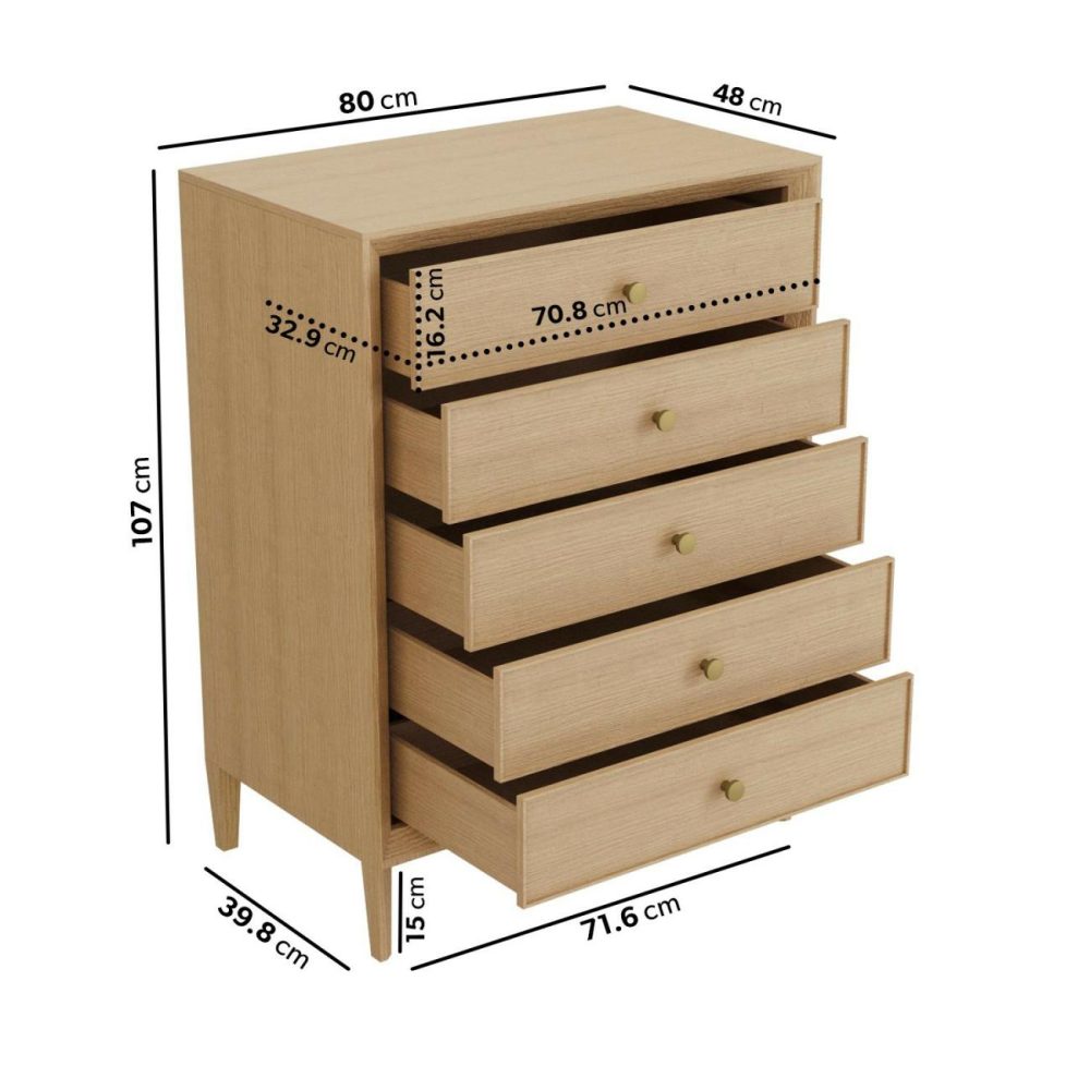 Solid Wood Chest Of 5 Drawers – Georgie Chest Of Drawers