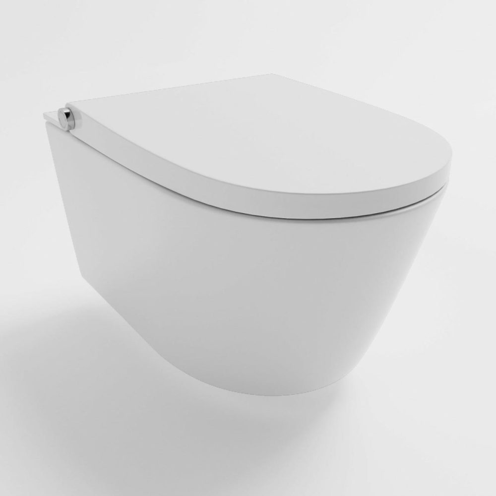 Wall Hung Smart Bidet Japanese Toilet & Geberit Frame Cistern And Chrome Flush Plate – Purificare Bathroom