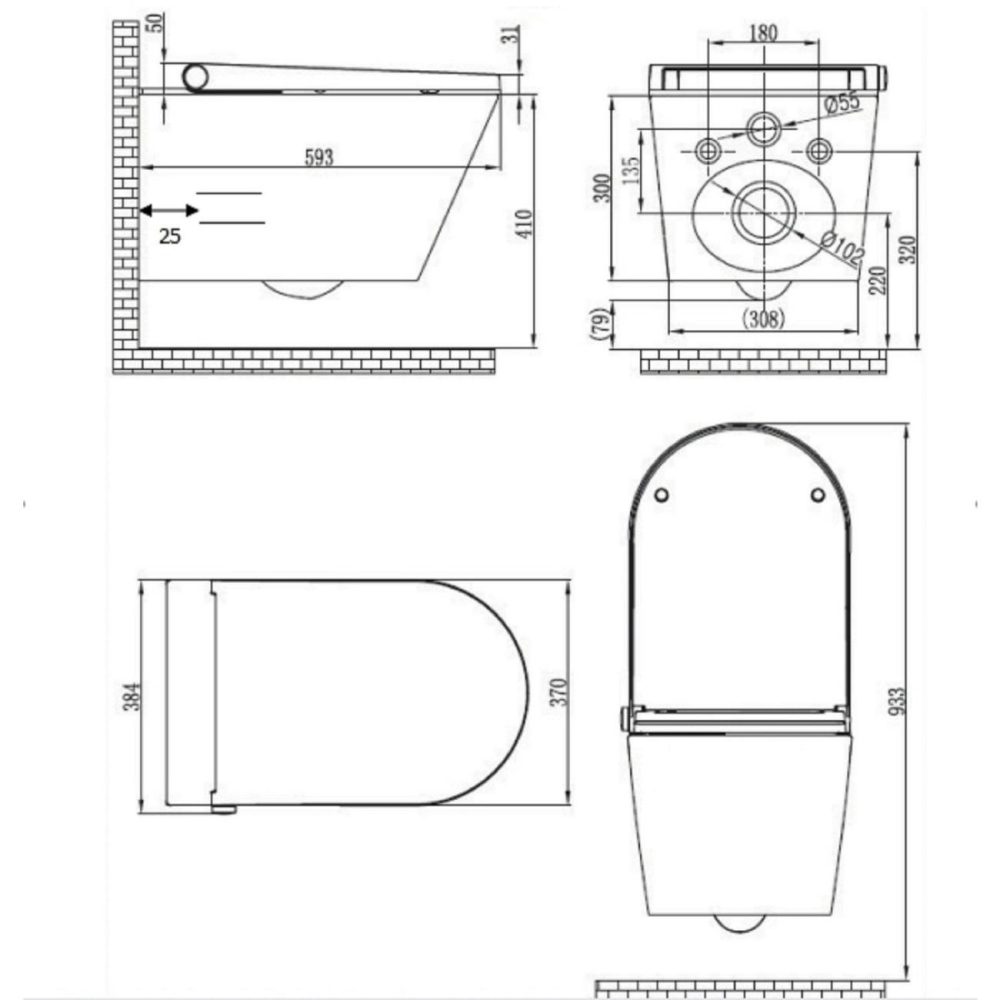 Wall Hung Smart Bidet Japanese Toilet & Geberit Frame Cistern And Chrome Flush Plate – Purificare Bathroom