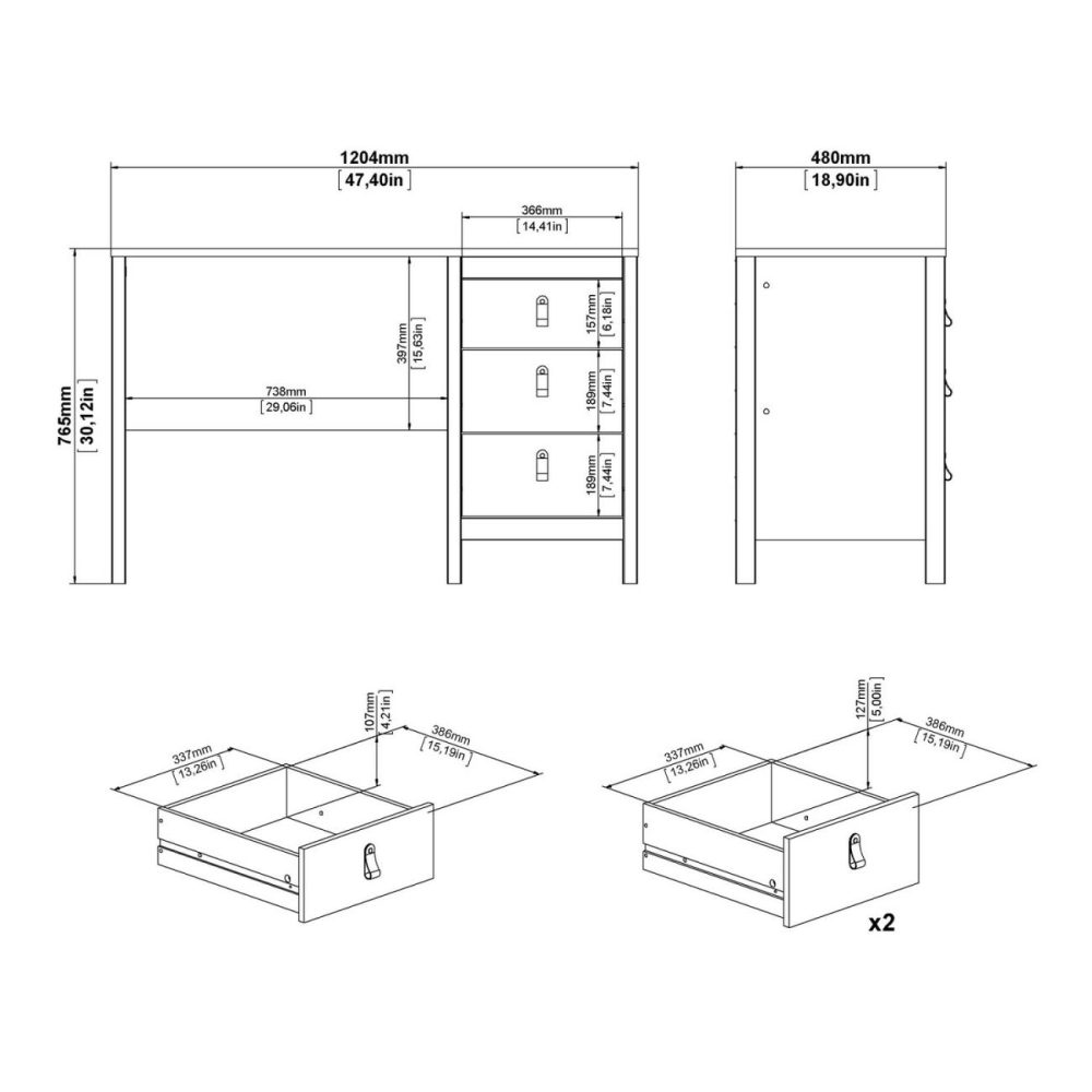 White Desk With Drawers – Barcelona Office