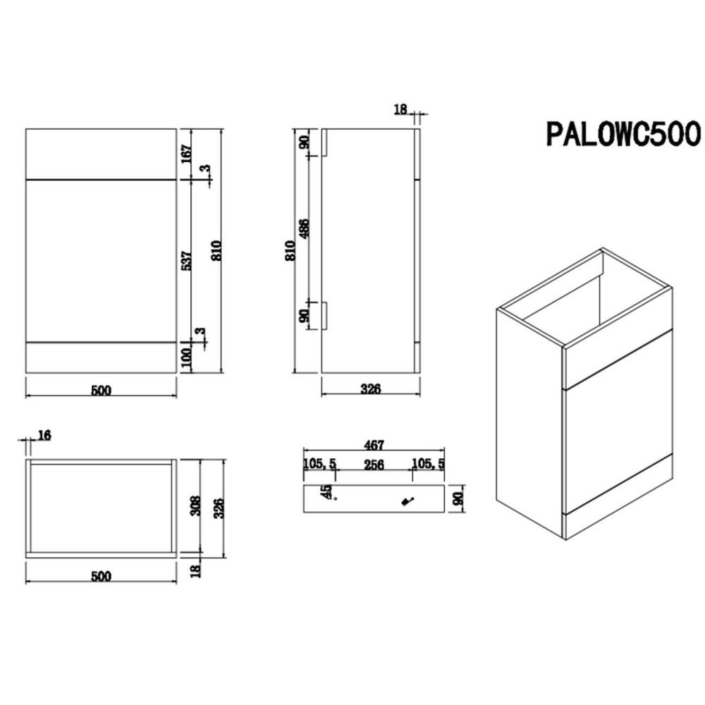 1100Mm Black Combination Unit Left Hand With Toilet, Marble Basin And Black Fittings- Palma Bathroom