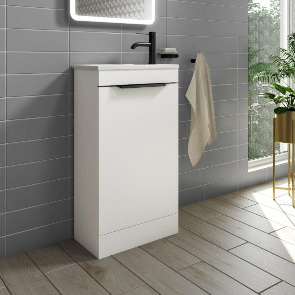 460Mm White Cloakroom Freestanding Vanity Unit With Basin – Sion Bathroom