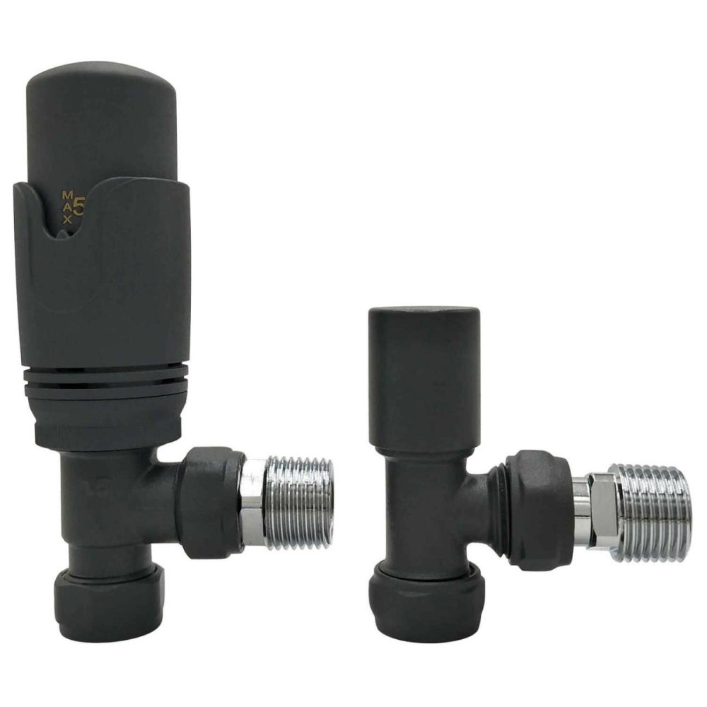 Anthracite Thermostatic Angled Radiator Valves Fires