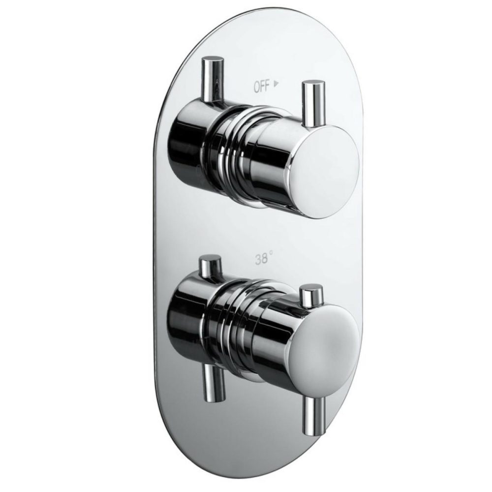 Chrome 2 Outlet Concealed Thermostatic Shower Valve With Dual Control – Flow Bathroom