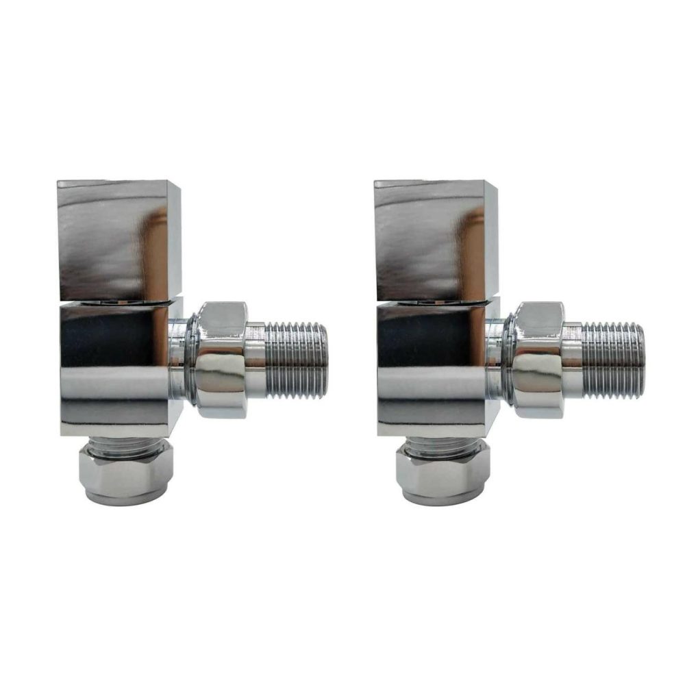 Chrome Square Angled Radiator Valves – For Pipework Which Comes From The Wall Fires