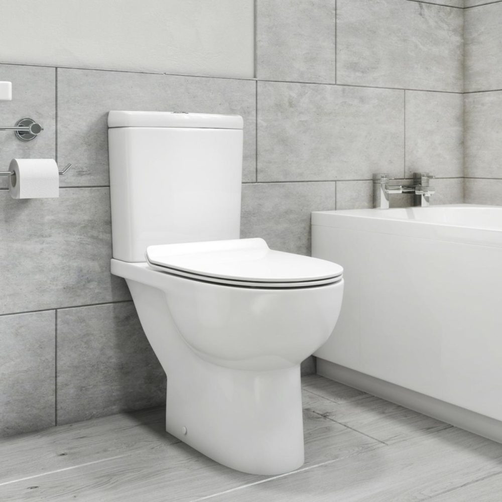 Close Coupled Rimless Short Projection Toilet With Soft Close Slim Seat – Venice Bathroom