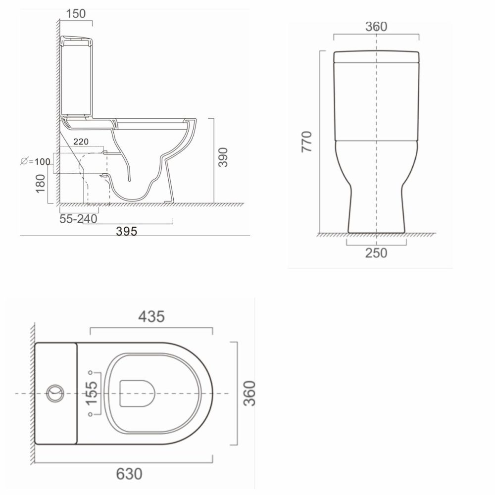 Close Coupled Rimless Short Projection Toilet With Soft Close Slim Seat – Venice Bathroom