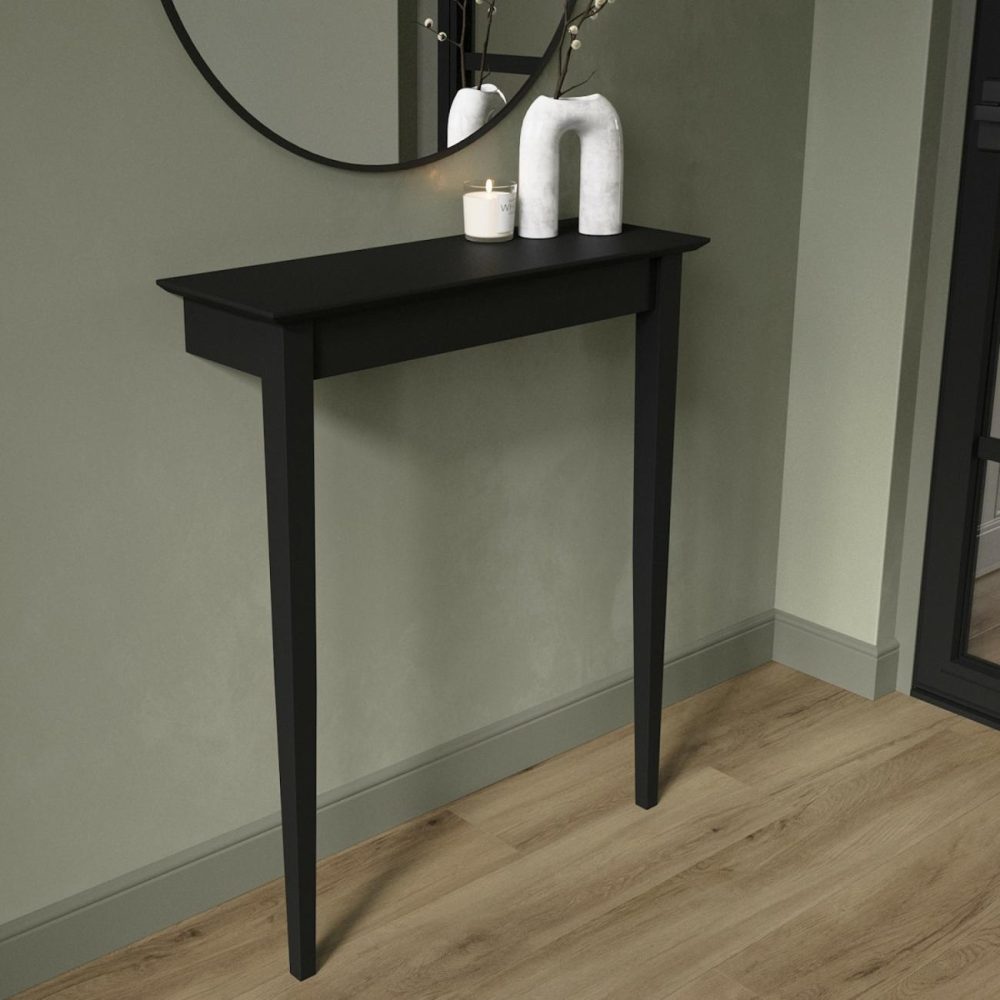 Extra Small & Narrow Black Wall Mounted Console Table – 75Cm – Ava Console Tables