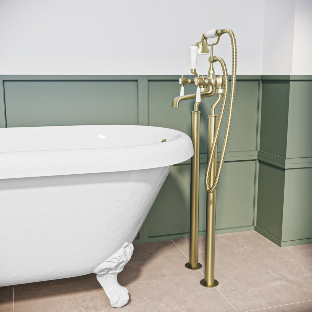 Gold Freestanding Bath Shower Mixer Tap – Helston Bath Taps