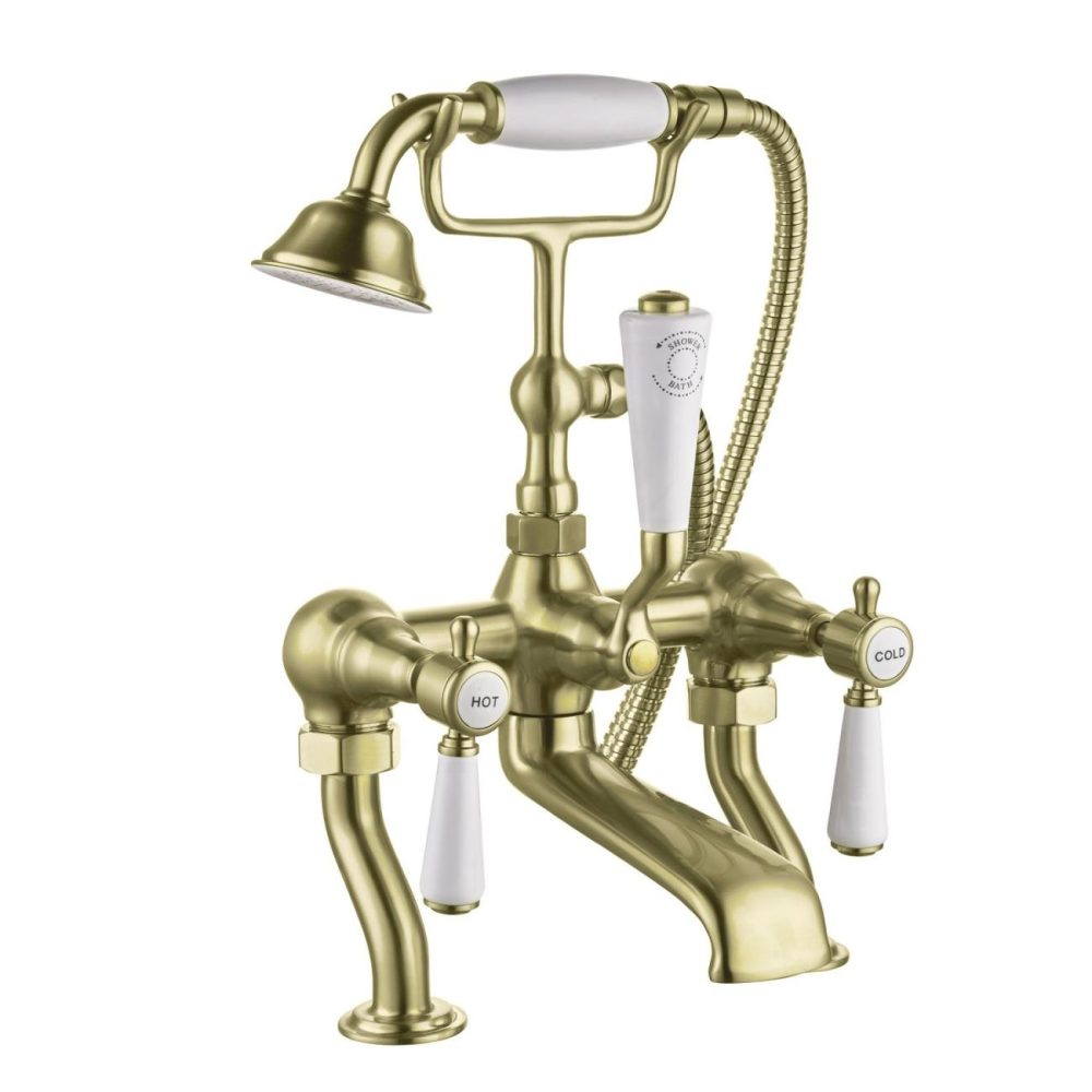 Gold Freestanding Bath Shower Mixer Tap – Helston Bath Taps