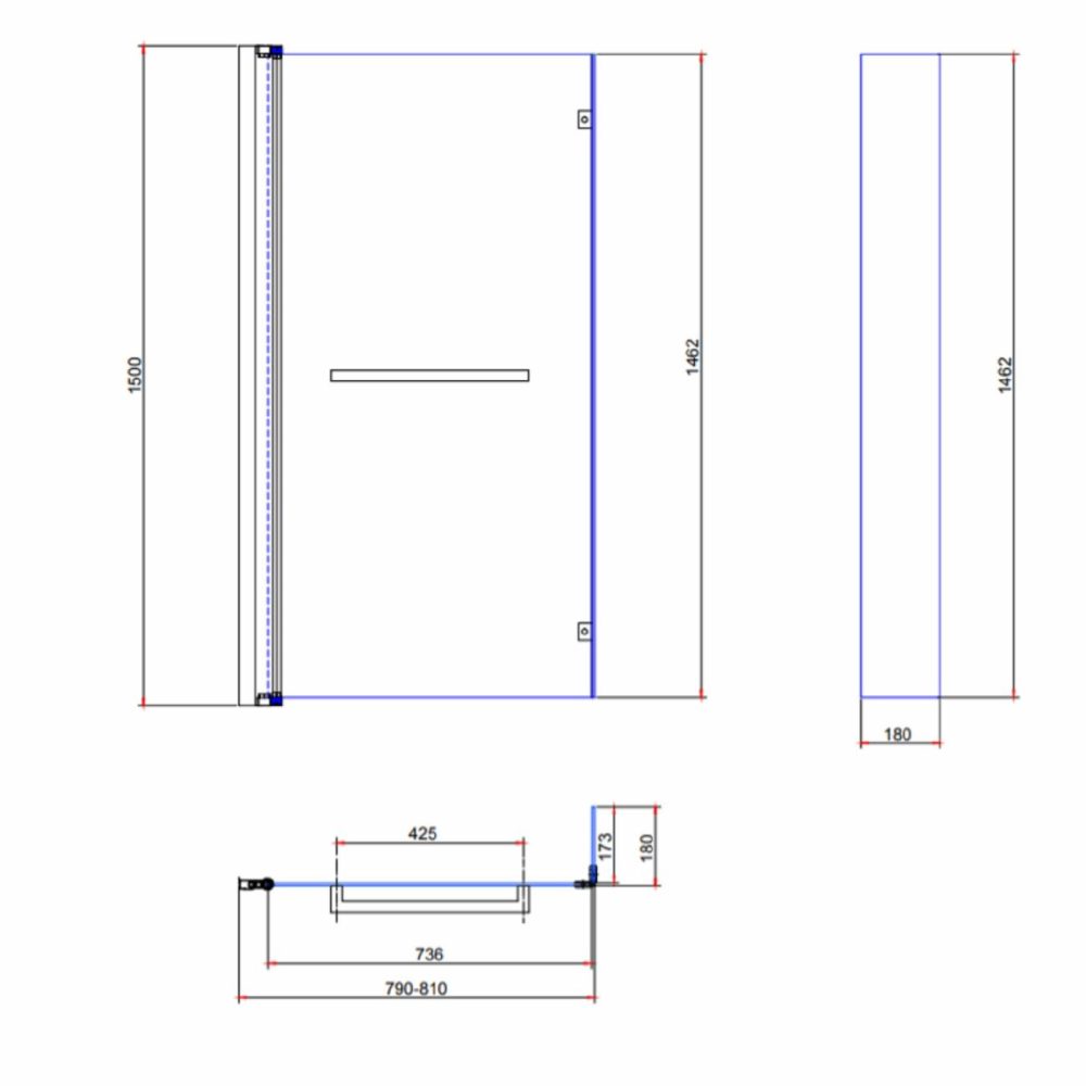 L Shape Shower Bath Left Hand With Front Panel & Chrome Bath Screen With Towel Rail 1500 X 850Mm – Lomax Bathroom