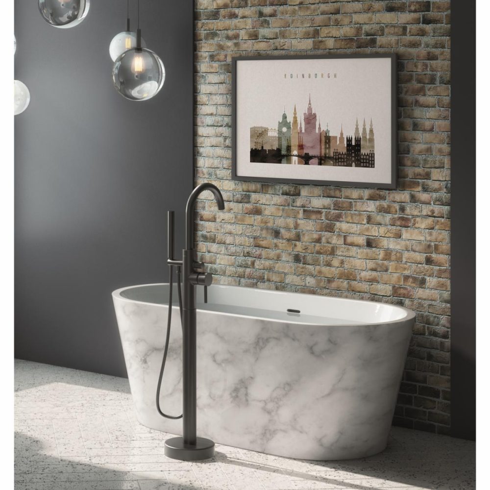 Marble Effect Freestanding Double Ended Bath 1695 X 795Mm – Elementa Bathroom