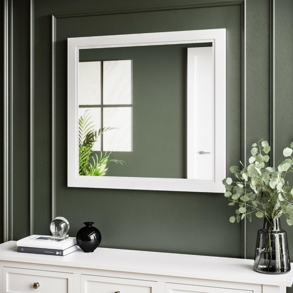 Rectangular White Wall Mirror 750 X 700Mm – Camden Dining