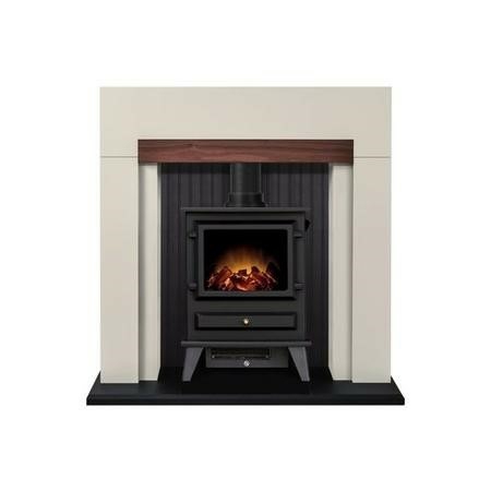 Cream And Black Freestanding Electric Stove Fireplace Suite – Salzburg Fireplace Suites