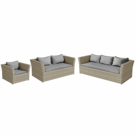 Only Opened – 6 Seater Light Grey Rattan Garden Sofa Set – Fortrose Conservatory Furniture